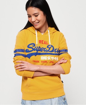 Superdry Vintage Logo Classic Retro Női Kapucnis Pulóver Sárga | WQLIU9731